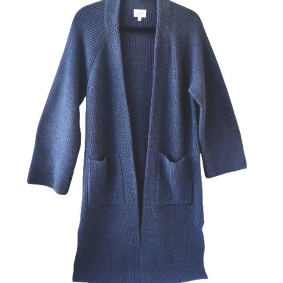 Aritzia Wilfred Gray Wool Knit Cardigan Sweater Side Vents Designer Coat - Picture 5 of 13